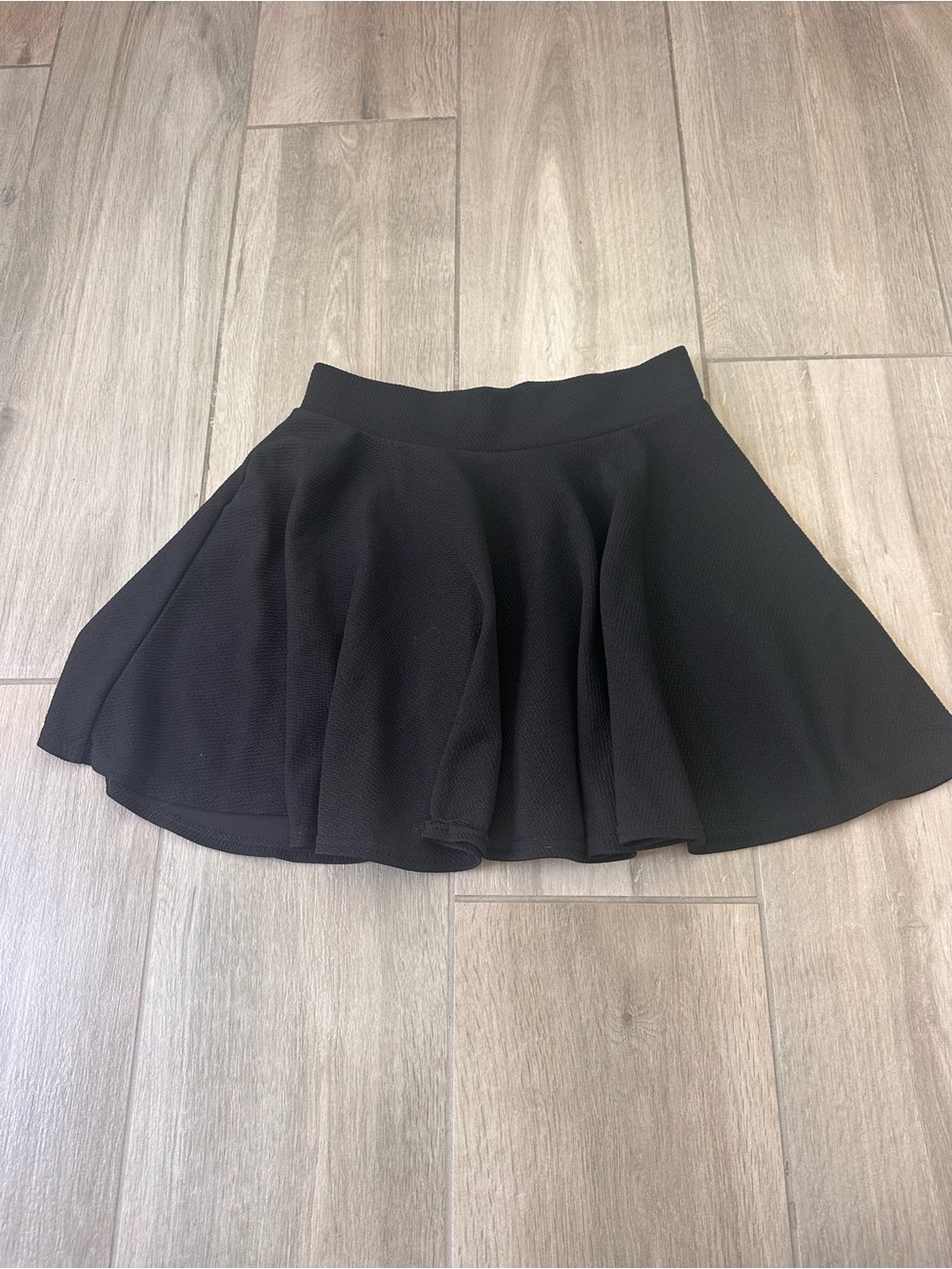 Black Flared Mini Skirt with Elastic Waistband